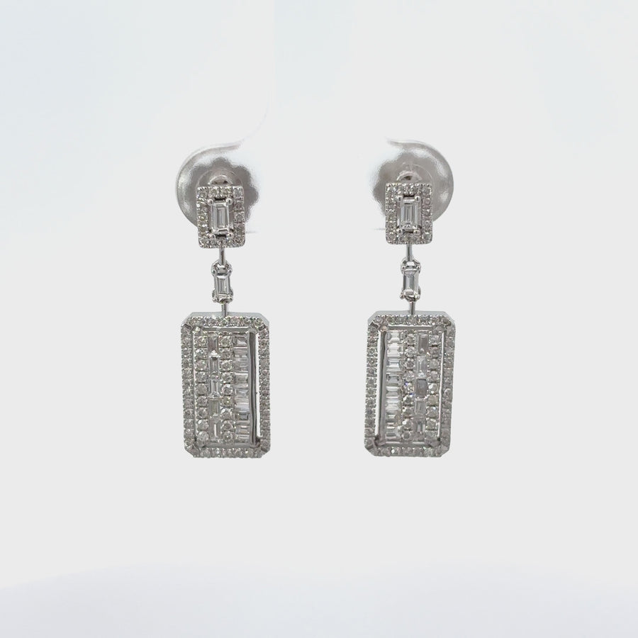 14k Gold Diamond Rectangle Earrings (Set 1)