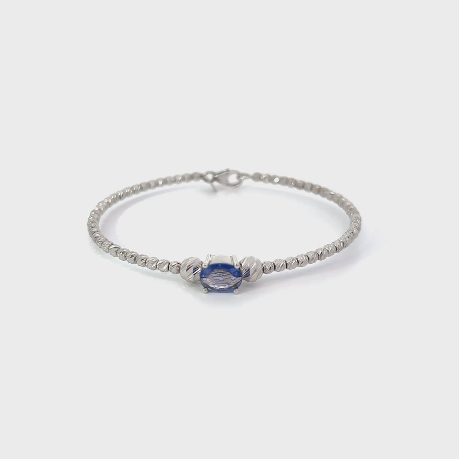 18k White Gold Bracelet with Sapphire - 5.7 cm