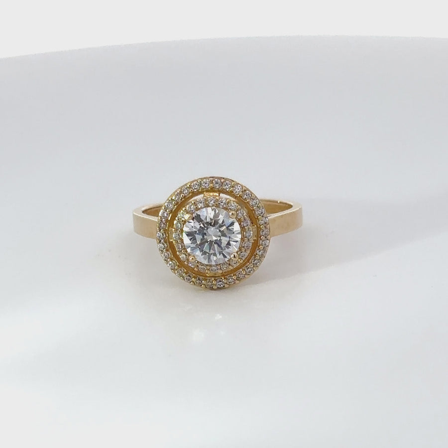 14k Gold Ring with Center CZ Size 6 for Women