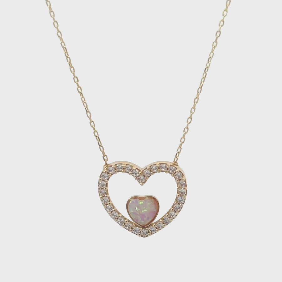 14k Gold Heart Necklace for Women and Baby