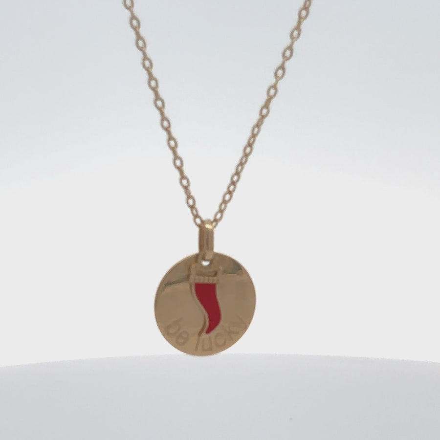 14k Gold "Be Lucky" Necklace - Adjustable 14.5 to 16.5 Inches for Women and Babies