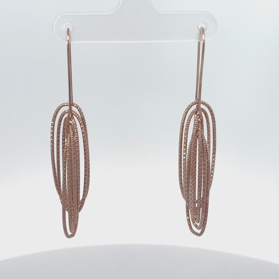 Diamond-Cut Oval Silver Earrings