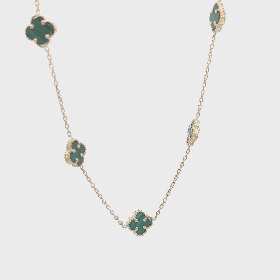 Necklace with 10 Green XS - 14k Gold