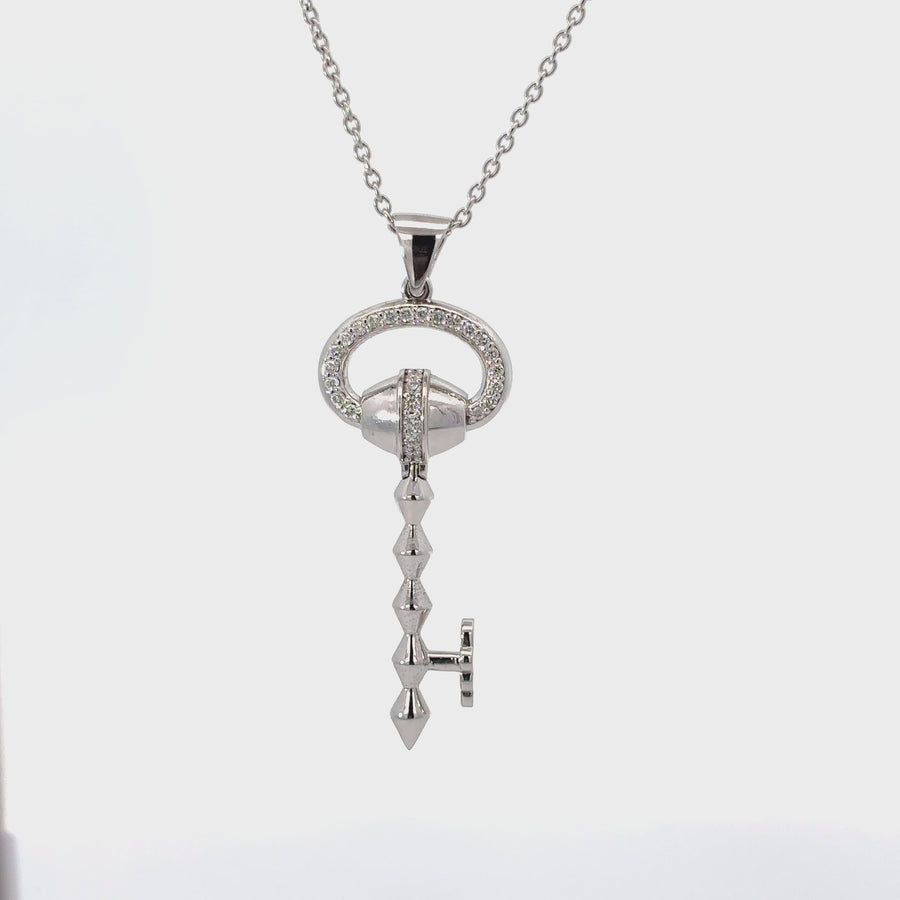 14k Gold Diamond Key Necklace