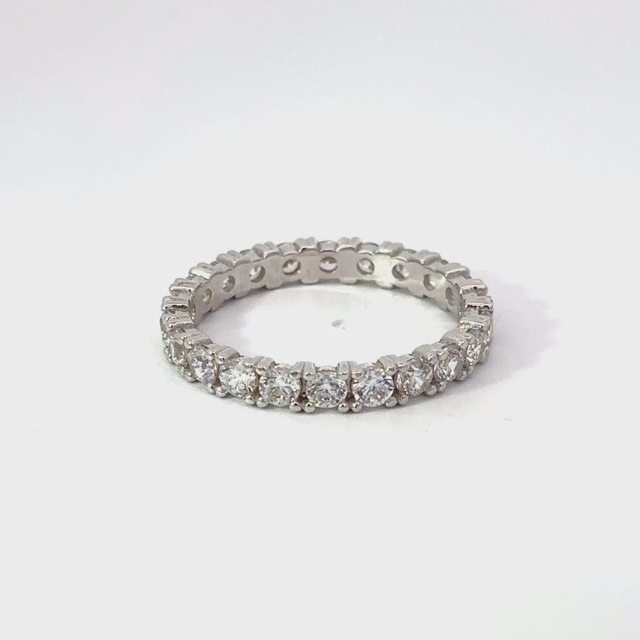 14k White Gold Ring with CZ Stones