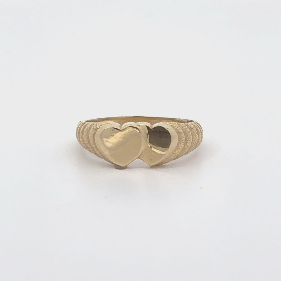 14k Gold Baby Ring with Double Hearts Design