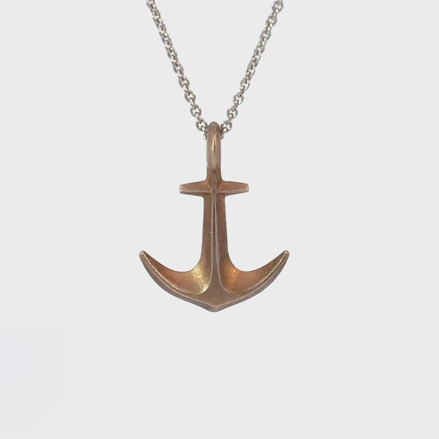 14k Gold Anchor Pendant – Small Size for Men