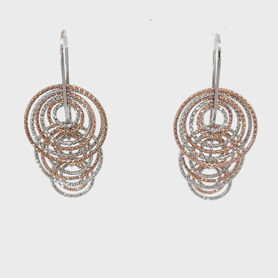 Two-Tone Small Circle Diamond-Cut Earrings