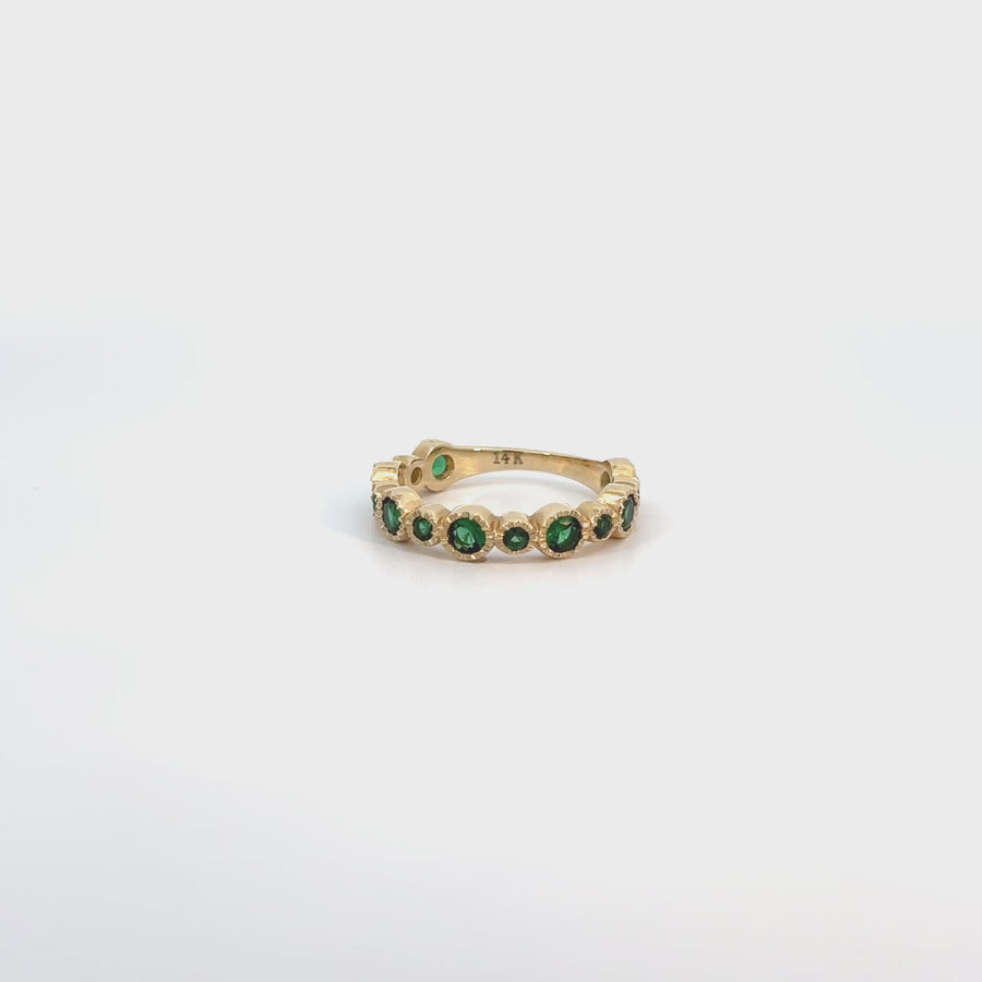 Ring Aro with CZ Green - 14k Gold