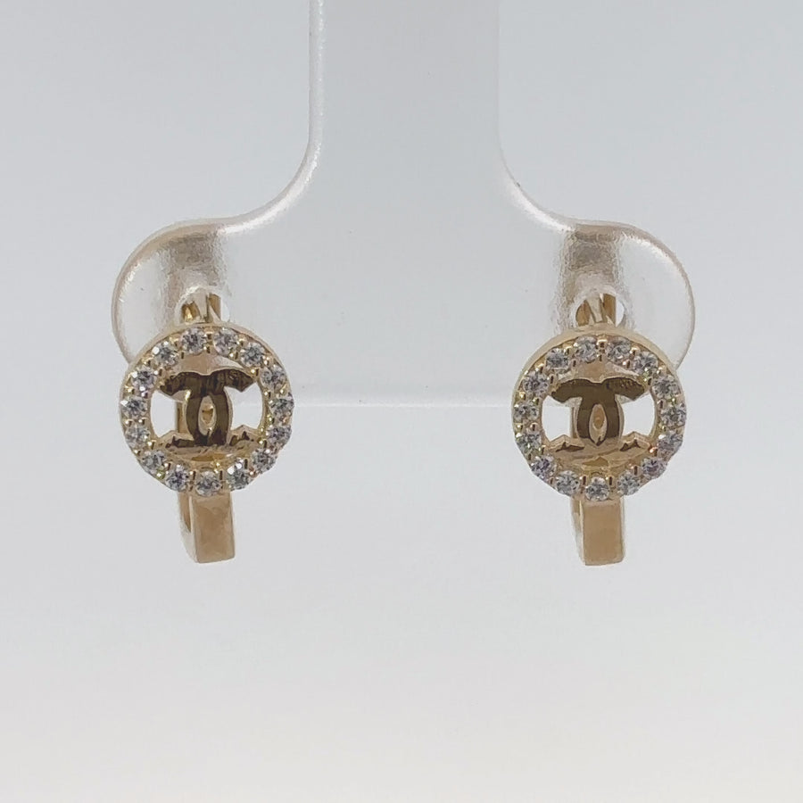 14k Gold Earrings with CZ for Women