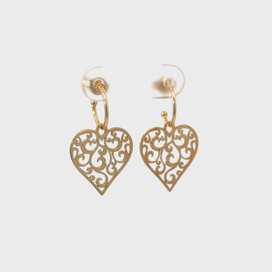 14k Gold XS Heart Hoop Earrings