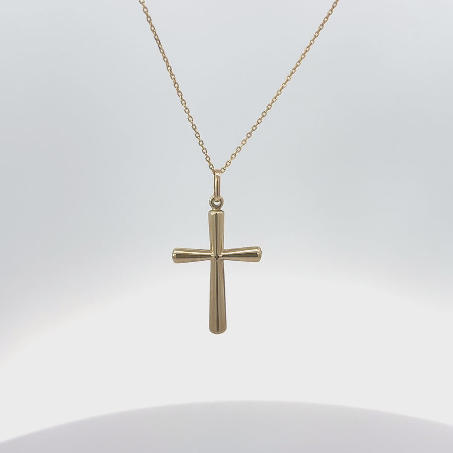 14k Gold Large Solid Cross Pendant Necklace