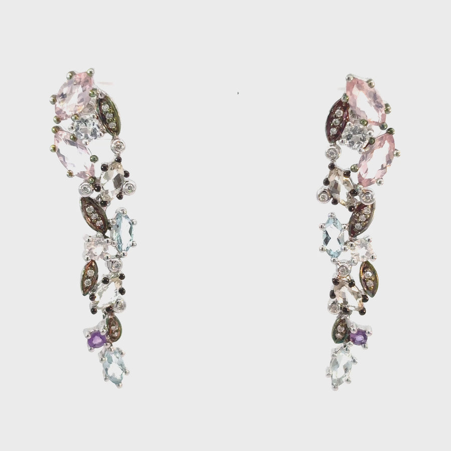 Earrings with Multi-Color Stones – 14k Gold