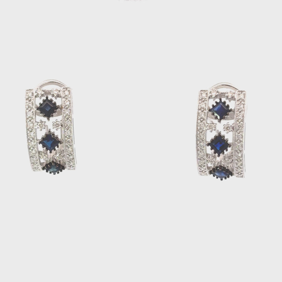 14k Gold Ring and Earrings Set with Diamonds and Sapphire – Size 7