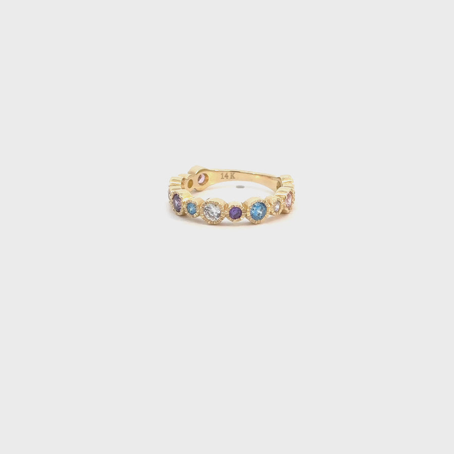 Ring Aro with CZ Multi Colors - 14k Gold