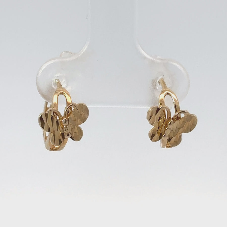 14k Gold Butterfly Huggie Earrings for Babies - Extra Small