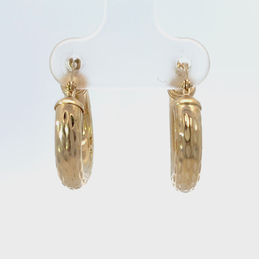 14k Gold Faceted Huggies Earrings for Women