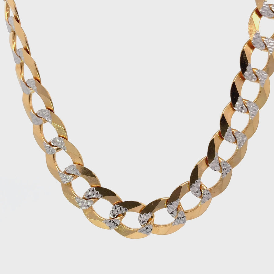 14k Gold Cuban Chain with 2 Tones, 26 Inches