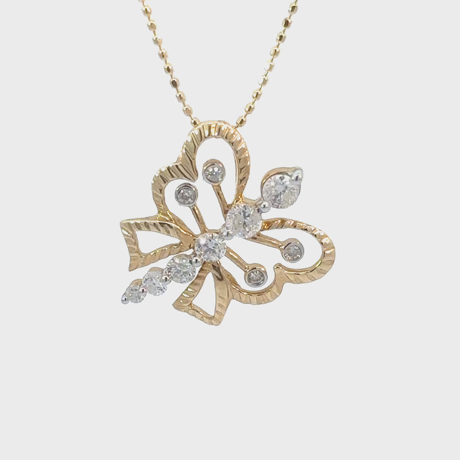 14k Gold Butterfly Pendant with 0.50 CT Diamonds – For Women