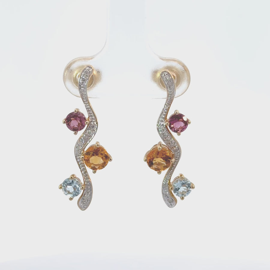 Elegant 14k Gold Earrings with Diamonds and Stones for Women