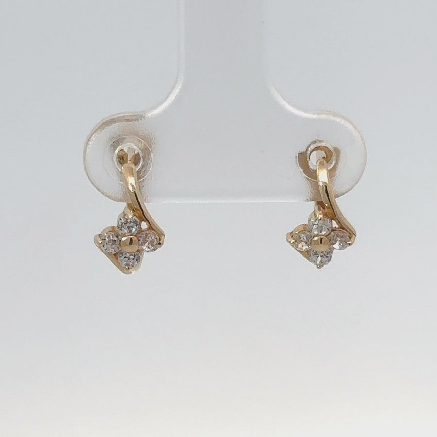 14k Gold Flower Earrings for Babies