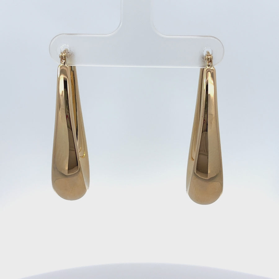 14k Gold Rectangular Drop Earrings – Sleek and Modern for Women