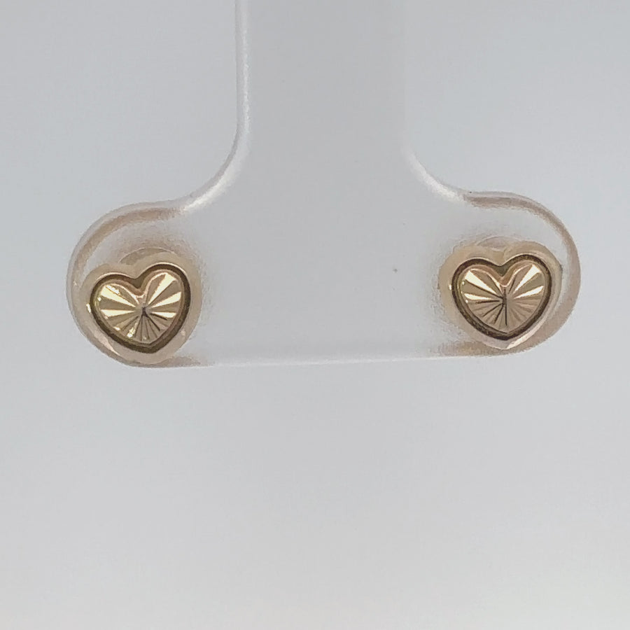 14k Gold Faceted Heart XS Stud Earrings for Baby