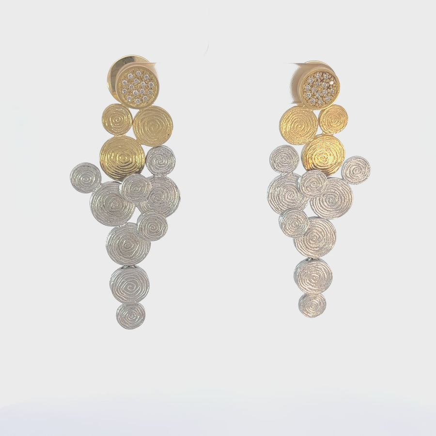 14k Gold Two-Tone Earrings with Diamonds – Modern Elegance