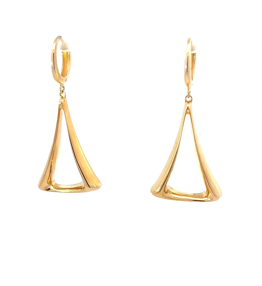 Earring Solid Large Triangle in 14K Gold for Women