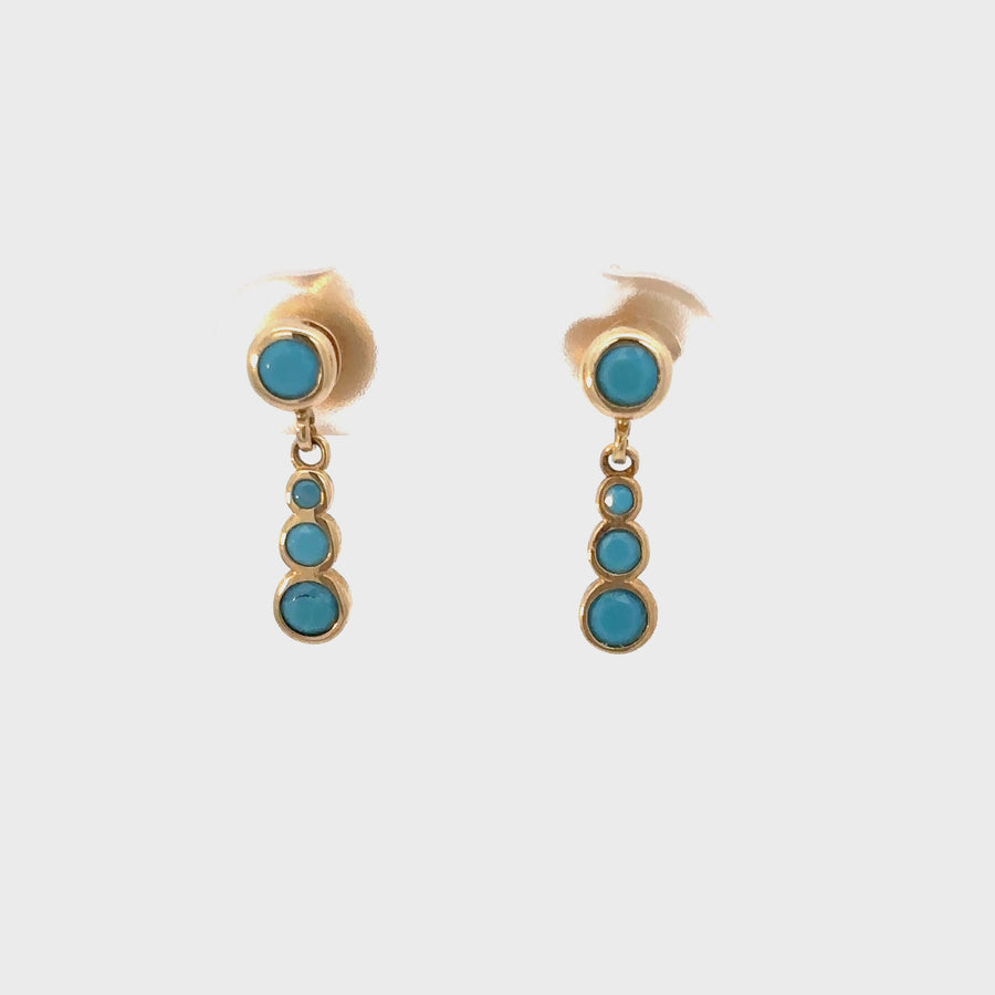 14k Gold Earrings with Blue Stone for Women