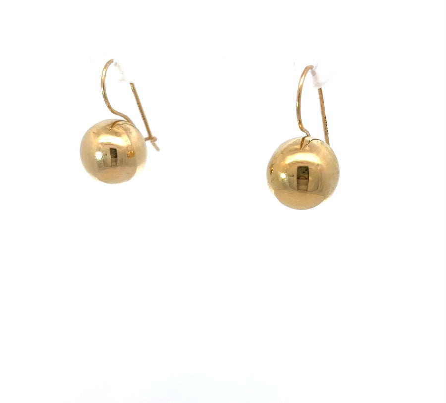 Hoop Ball Solid Earrings in 14K Gold for Women