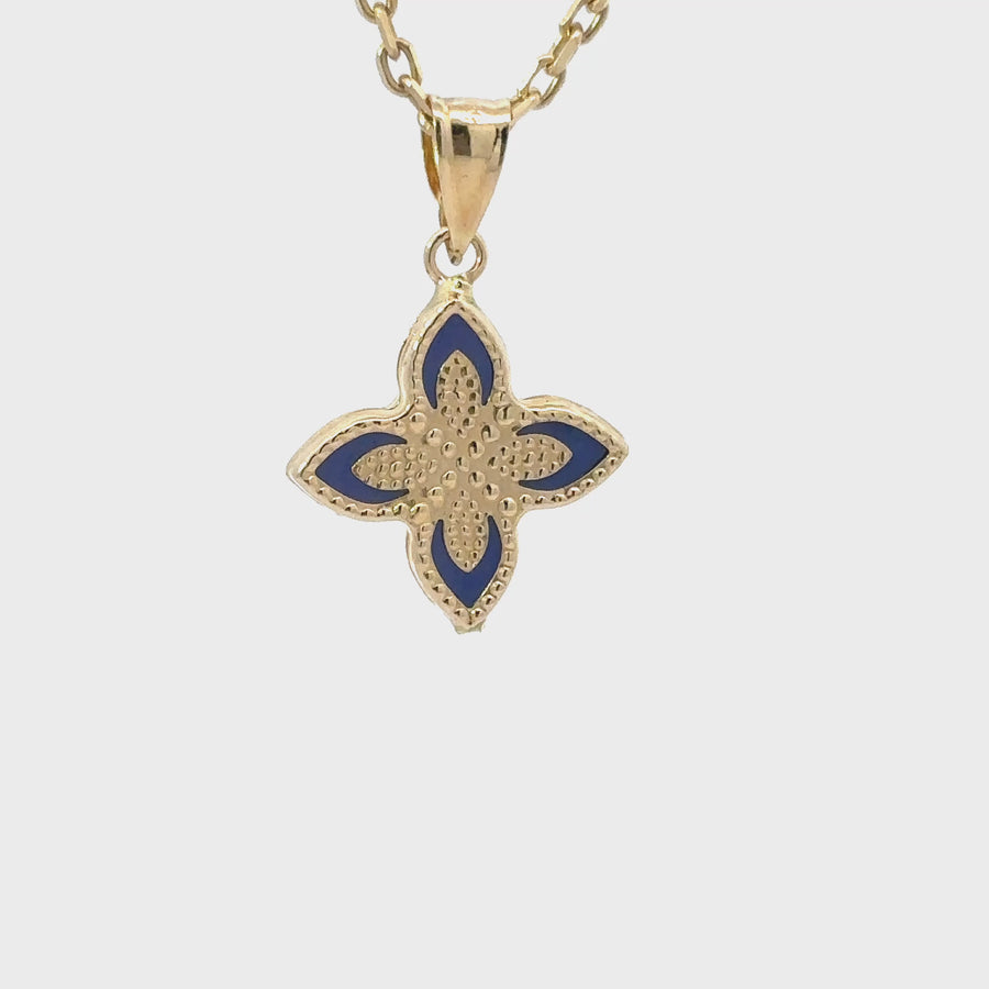 Sophisticated 14k Yellow Gold Pendant with Blue Accent