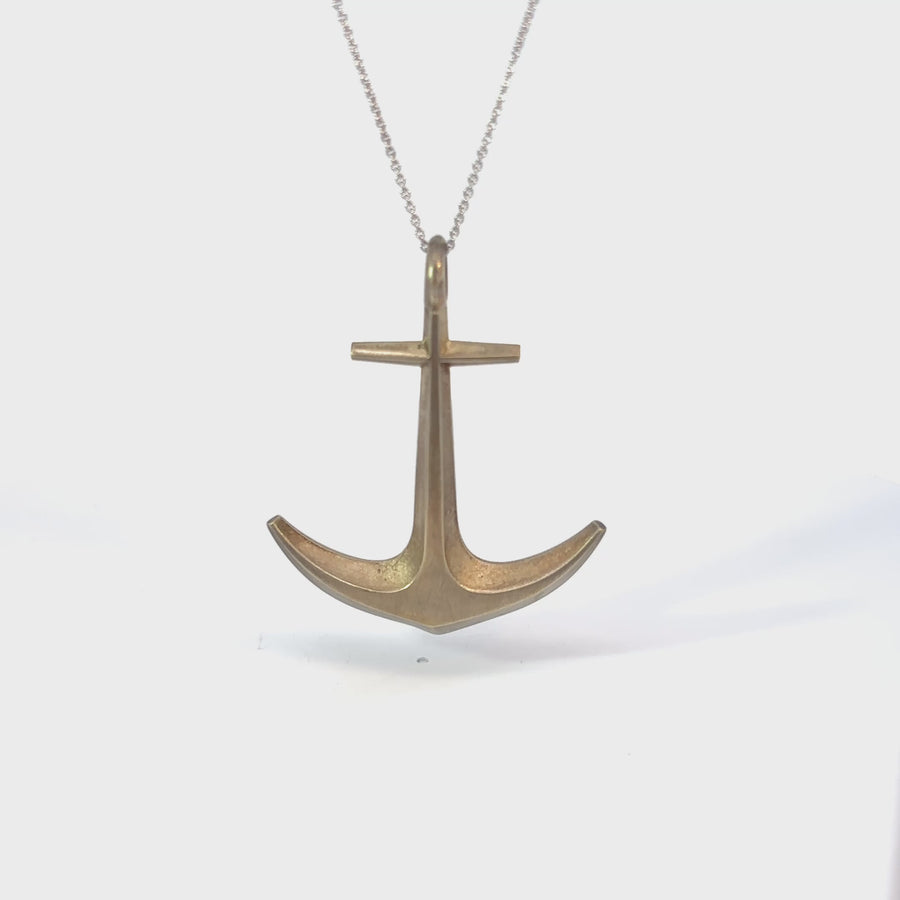 14k Gold Anchor Pendant for Men