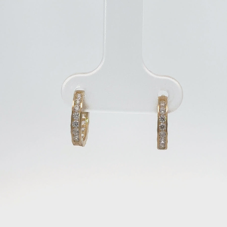 14k Gold XXS Huggie Earrings with Faceted CZ for Women & Baby