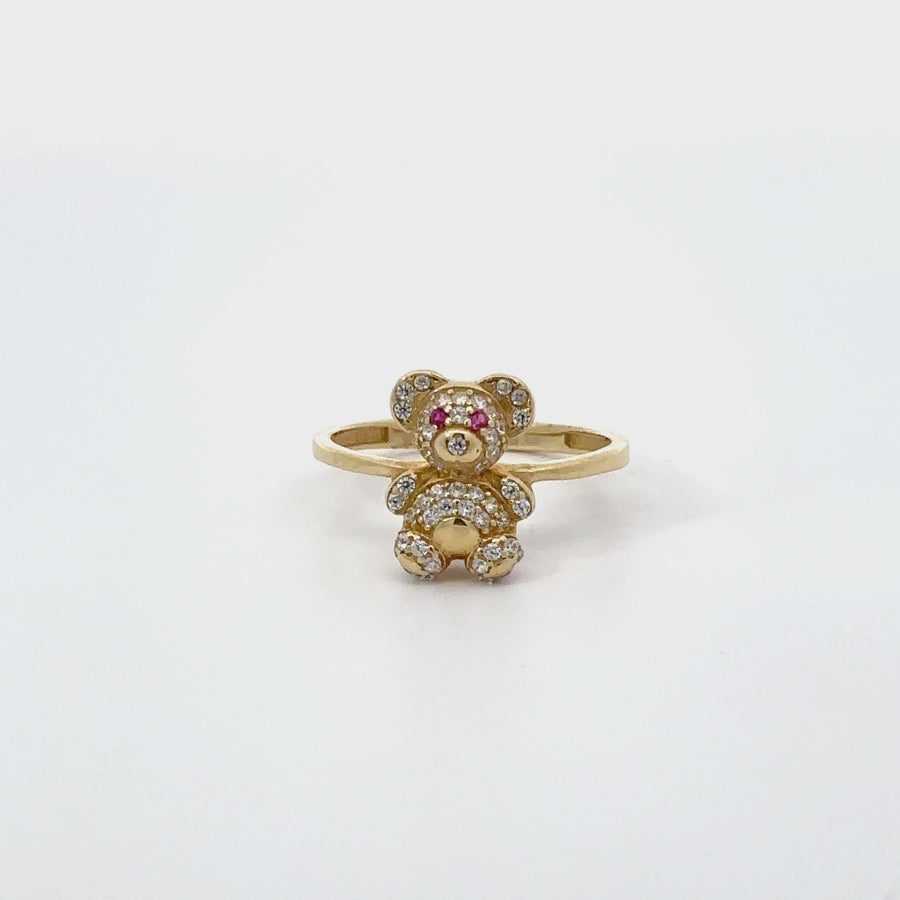 14k Gold Teddy Bear CZ Ring for Women