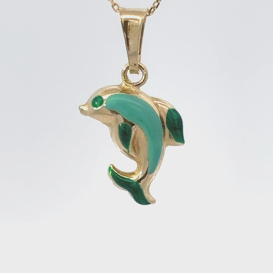 14k Gold Dolphin Pendant Necklace