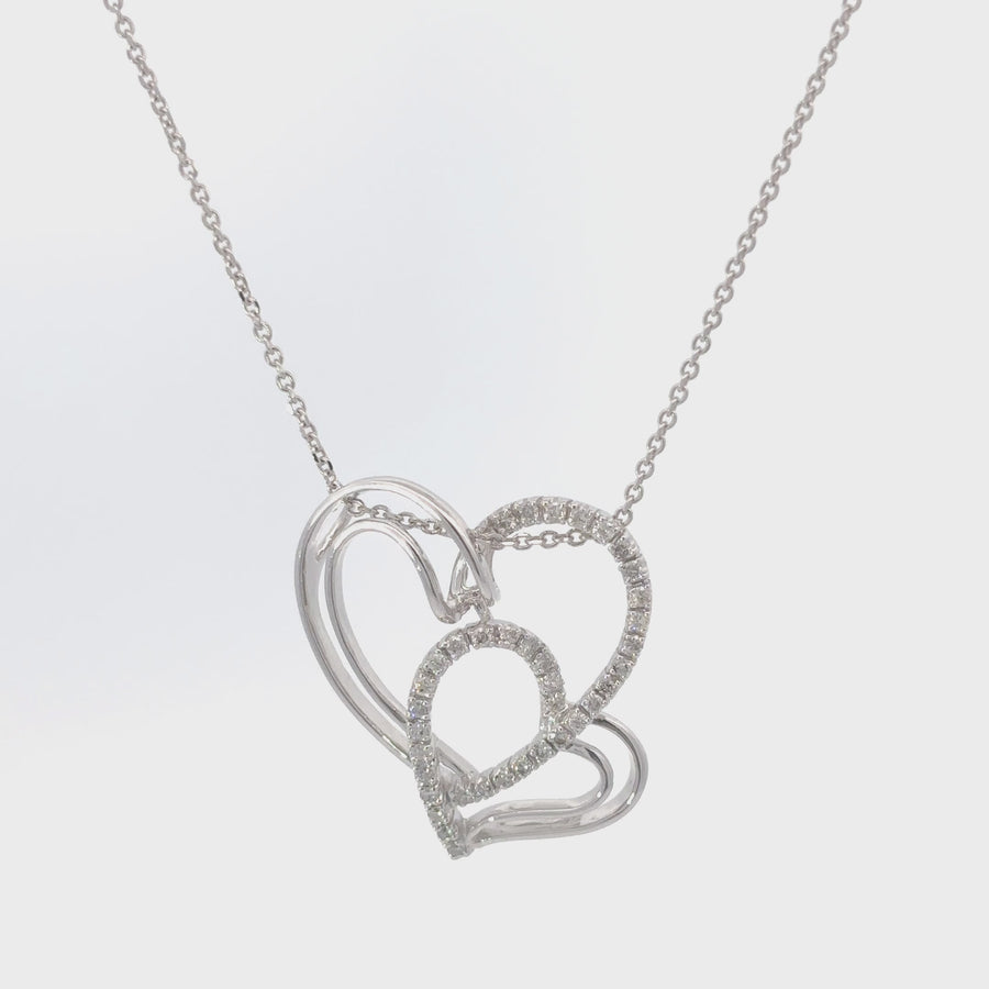 14k Gold Heart Necklace with Diamonds – 17-Inch