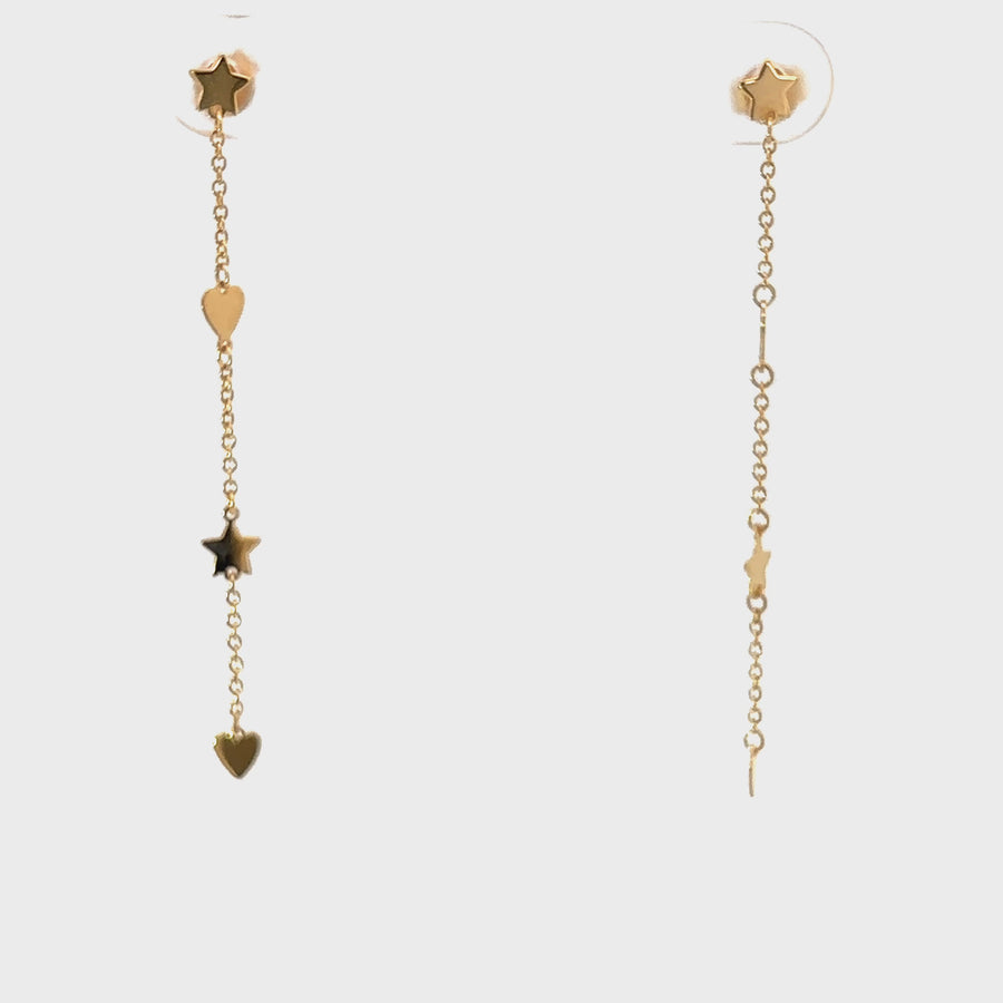 18k Gold Heart & Star Earrings