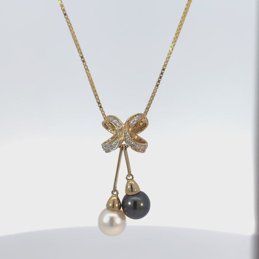 14k Gold Necklace with Diamond and Pearl – Elegant Women’s Jewelry