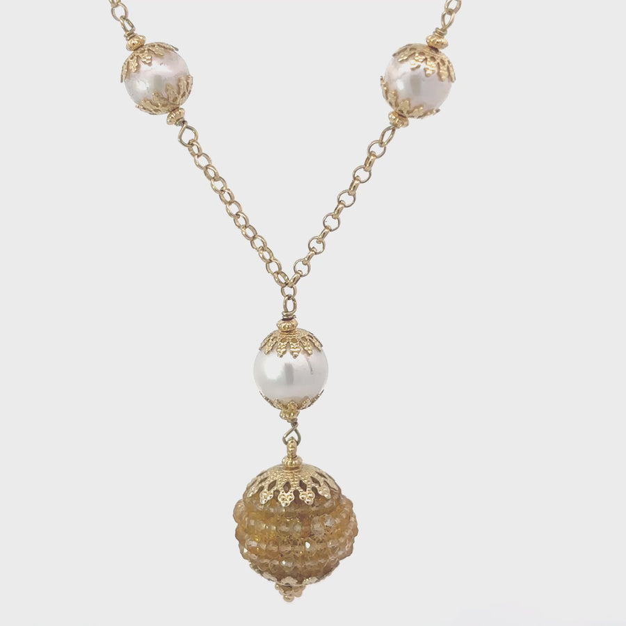 Elegant 14k Gold Necklace with Pearls for Women