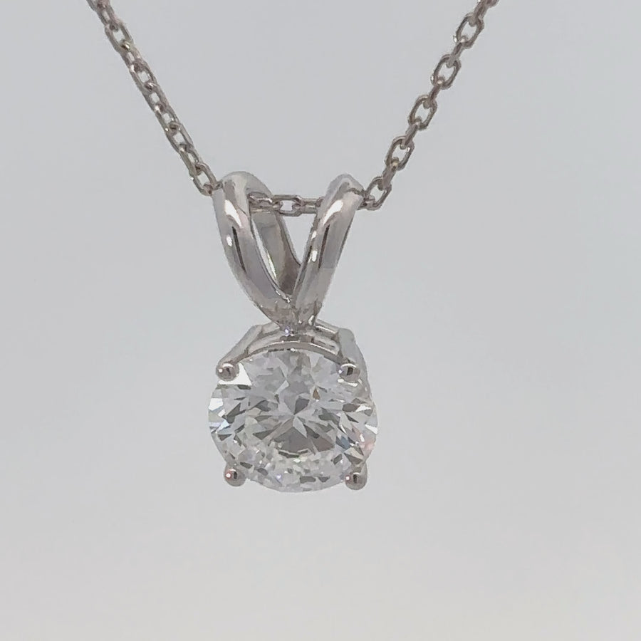 14k White Gold Pendant with 1.05 CTS Lab Diamond for Women