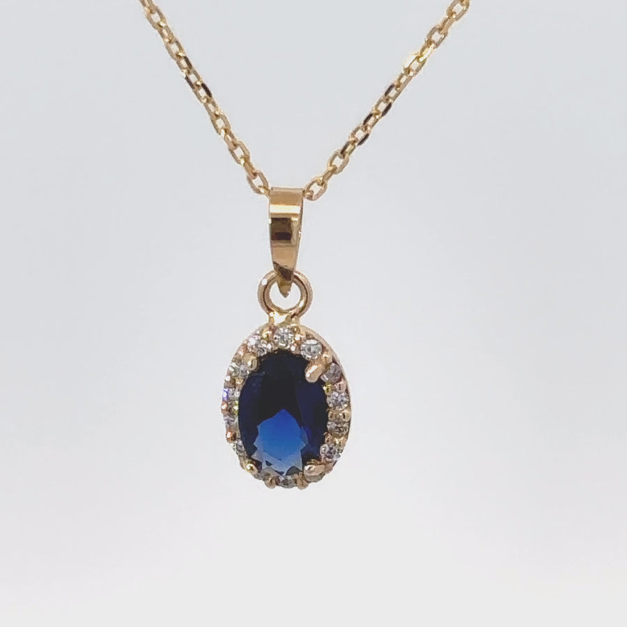 14k Gold Oval Pendant with CZ