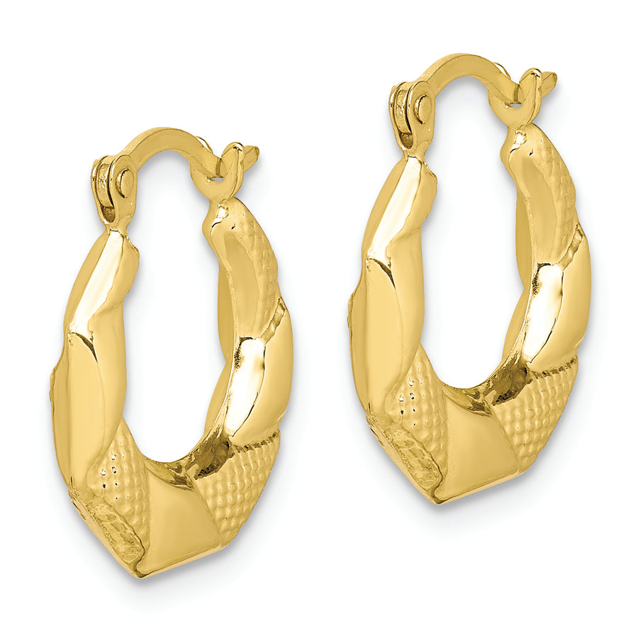 10k Scalloped Textured Hollow Hoop Earrings