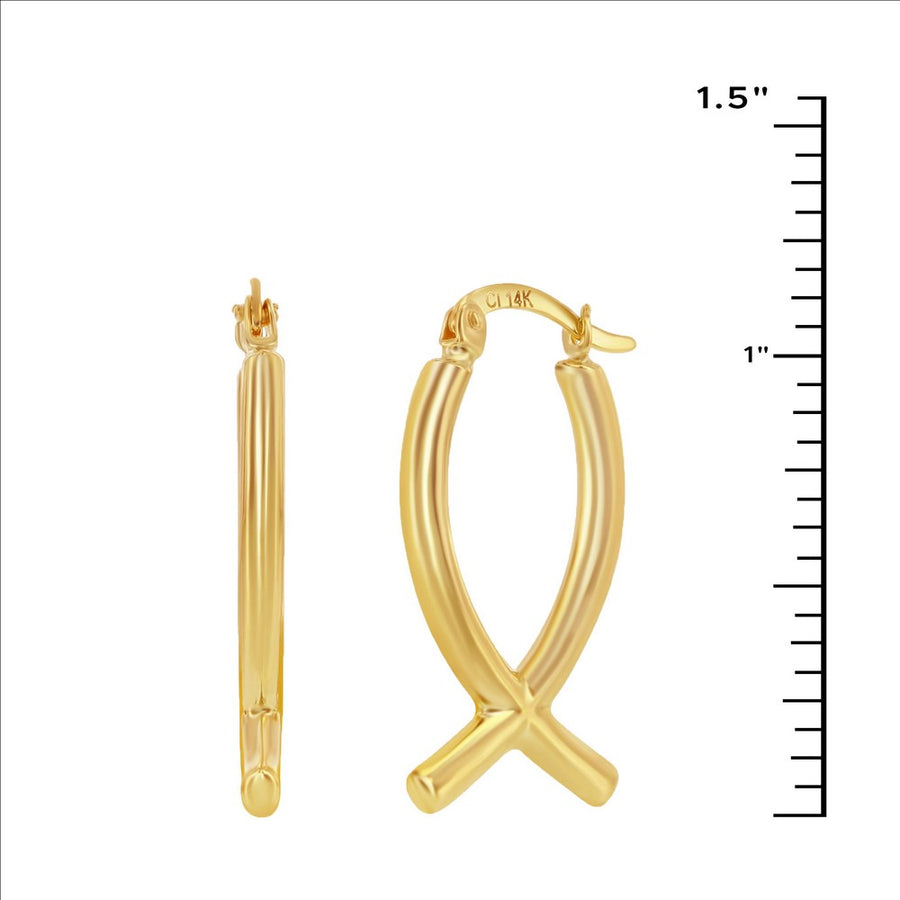 Yellow Gold Twisted Hoop Earrings - 14K Gold