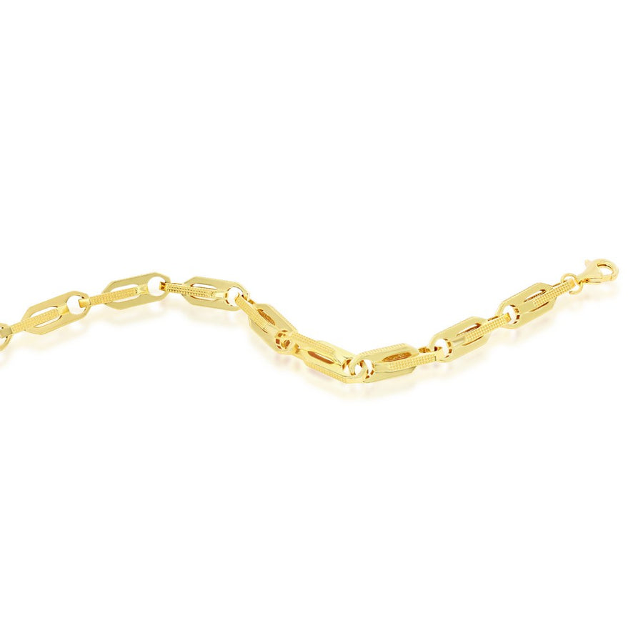 14K Yellow Gold Link Textured Bracelet