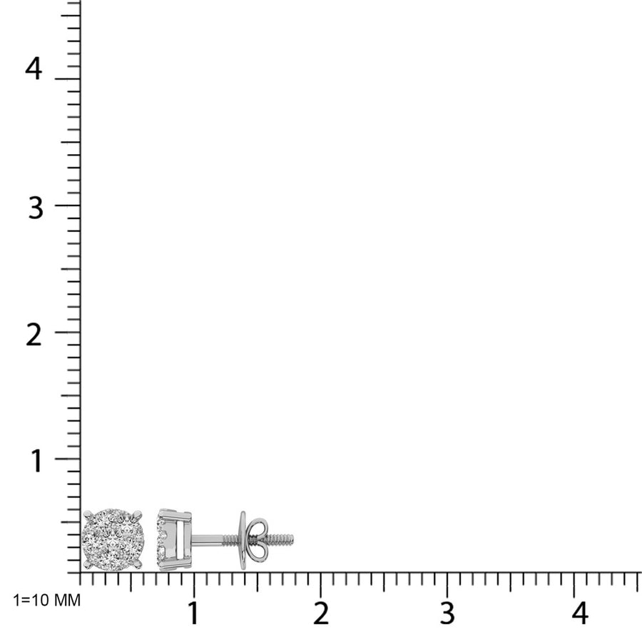 14K White Gold 2/5 Ct.Tw. Diamond Flower Studd Earrings