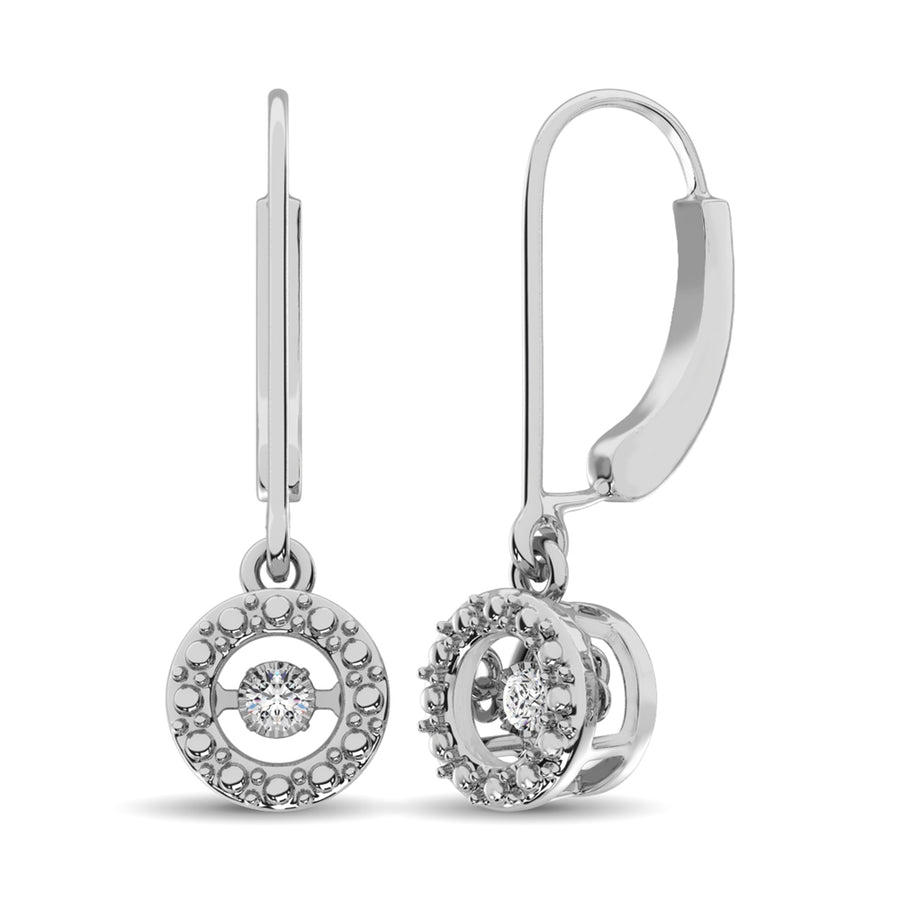 Sterling Silver 1/20 Ct.Tw. Moving Diamond Danglers Earrings