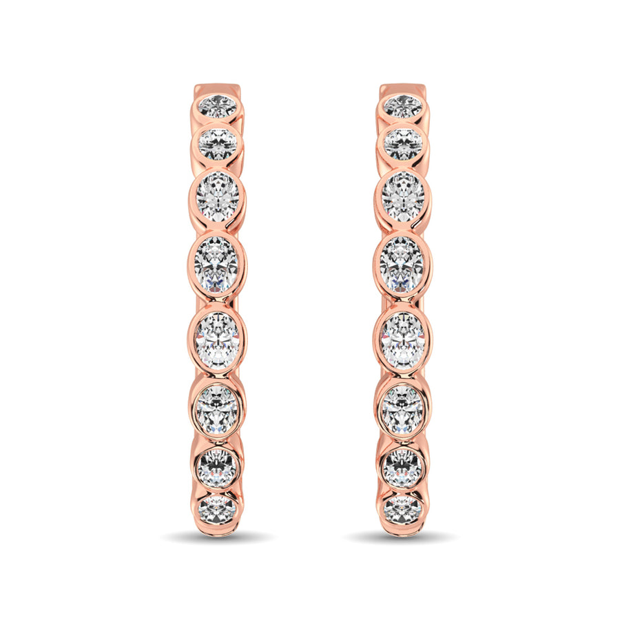 10K Rose Gold 1/3 Ct.Tw. Diamond Hoop Earrings