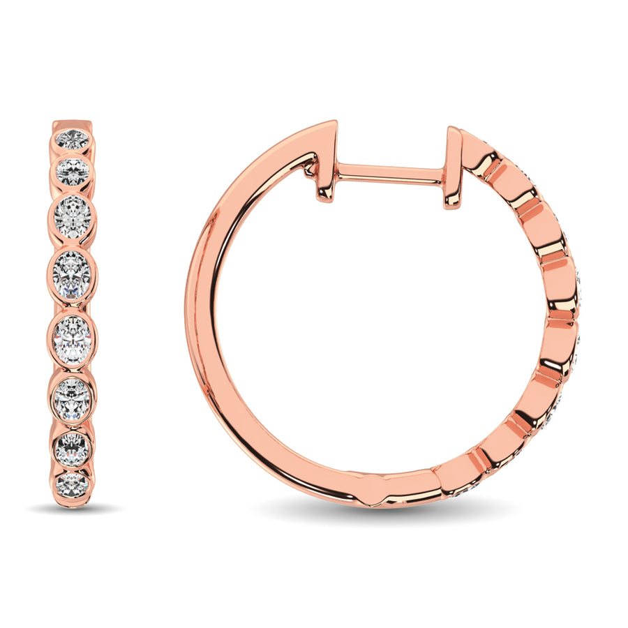 10K Rose Gold 1/3 Ct.Tw. Diamond Hoop Earrings