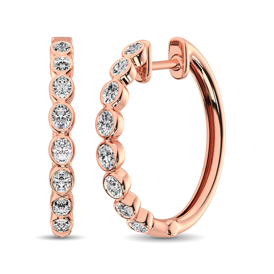 10K Rose Gold 1/3 Ct.Tw. Diamond Hoop Earrings